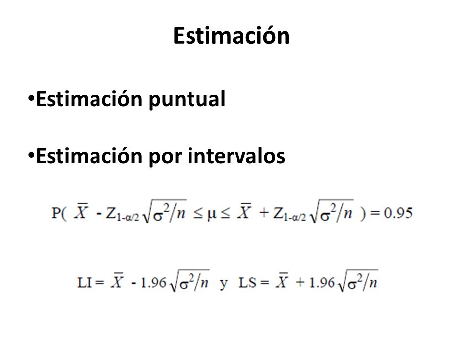Estimación puntual Estimación por intervalos