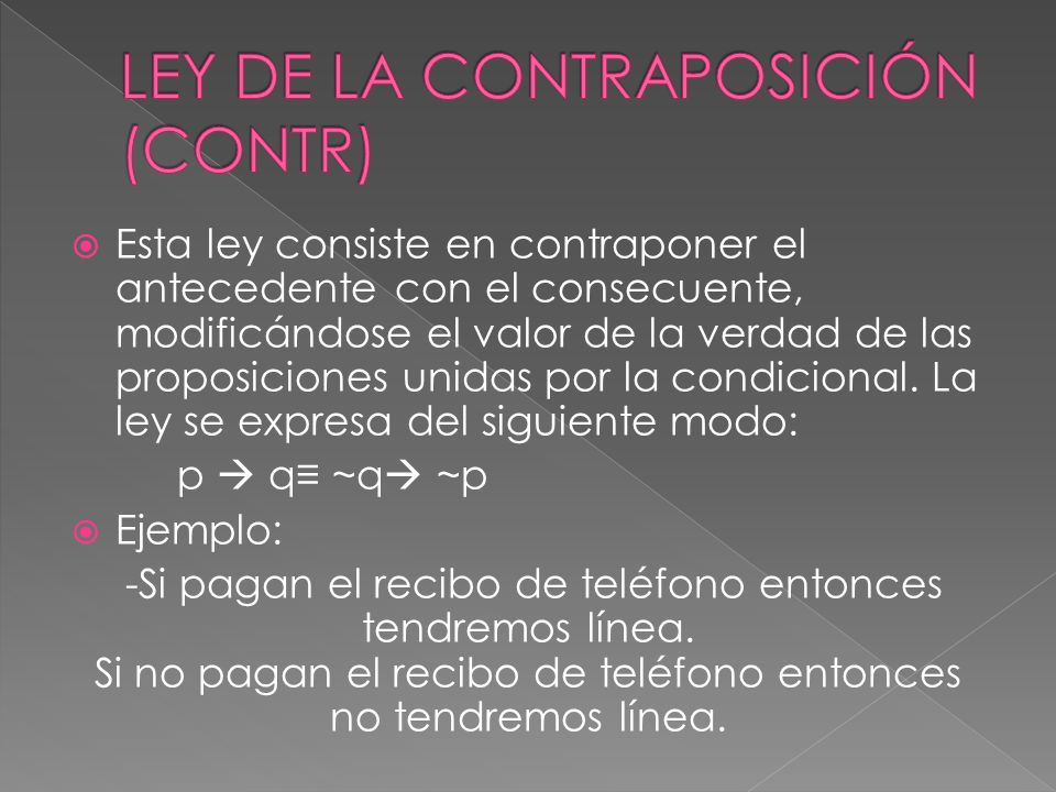 LEY DE LA CONTRAPOSICIÓN (CONTR)