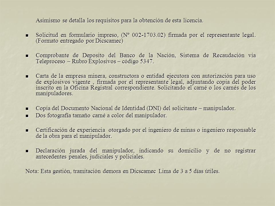 Asimismo se detalla los requisitos para la obtención de esta licencia.