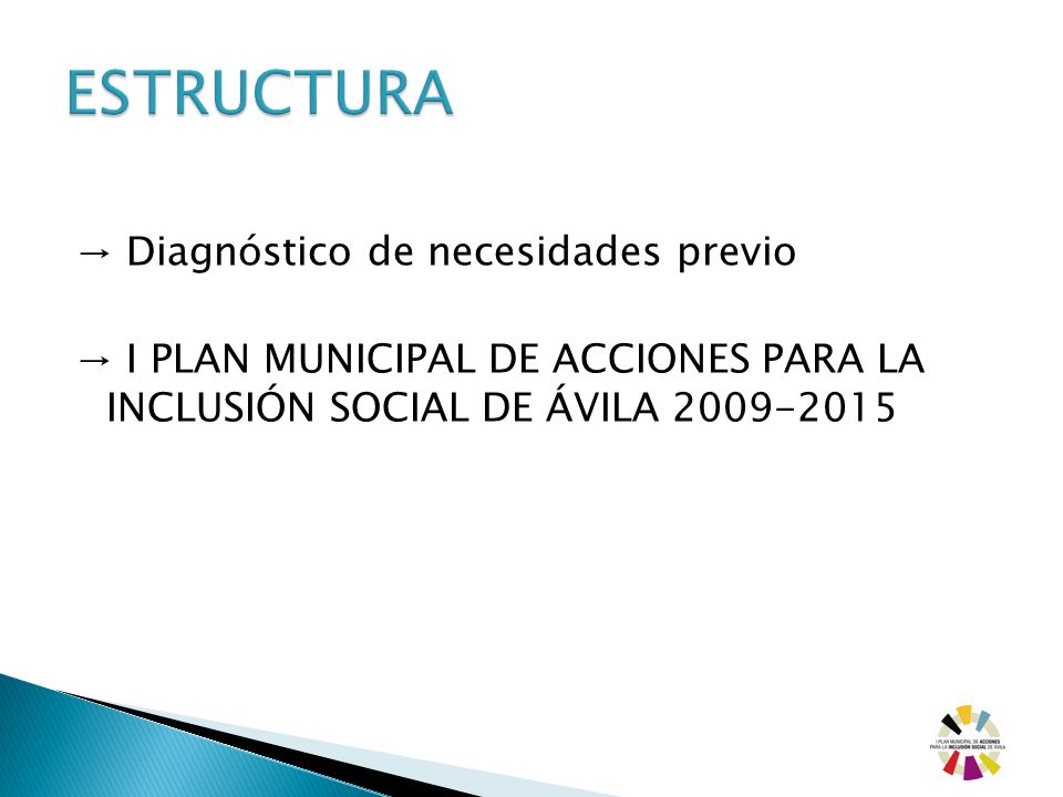 ESTRUCTURA → Diagnóstico de necesidades previo → I PLAN MUNICIPAL DE ACCIONES PARA LA INCLUSIÓN SOCIAL DE ÁVILA