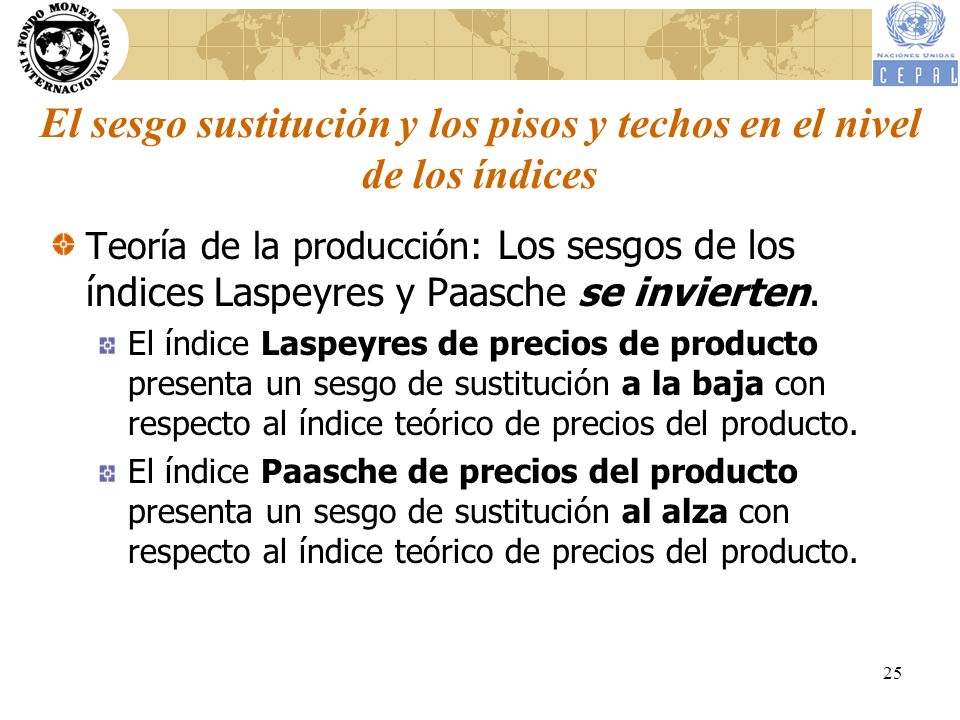 El sesgo sustitución y los pisos y techos en el nivel de los índices
