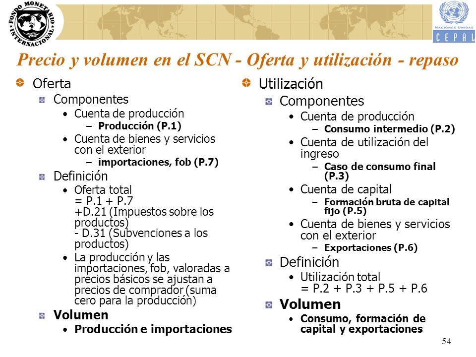 Precio y volumen en el SCN - Oferta y utilización - repaso