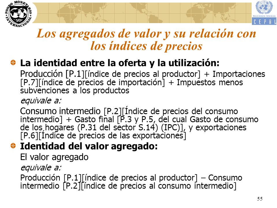 Los agregados de valor y su relación con los índices de precios