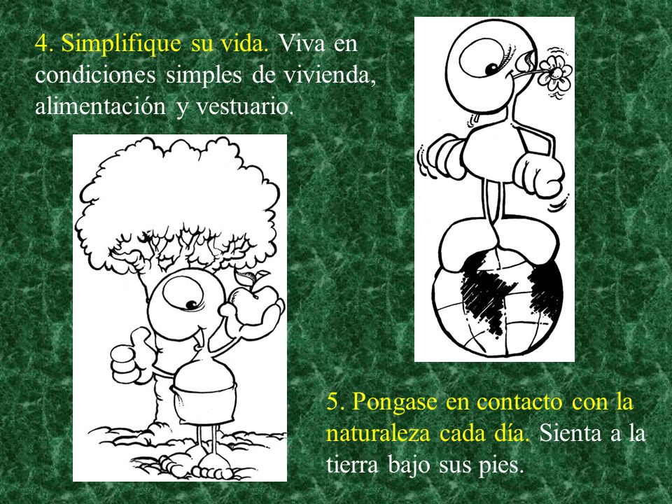 4. Simplifique su vida. Viva en condiciones simples de vivienda, alimentación y vestuario.