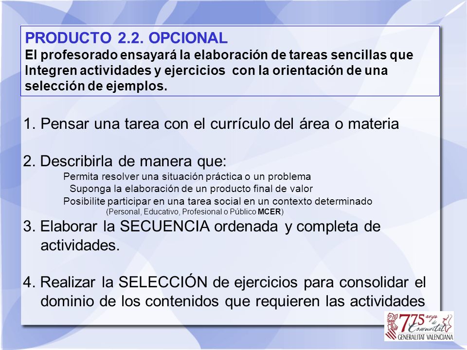 Pensar una tarea con el currículo del área o materia