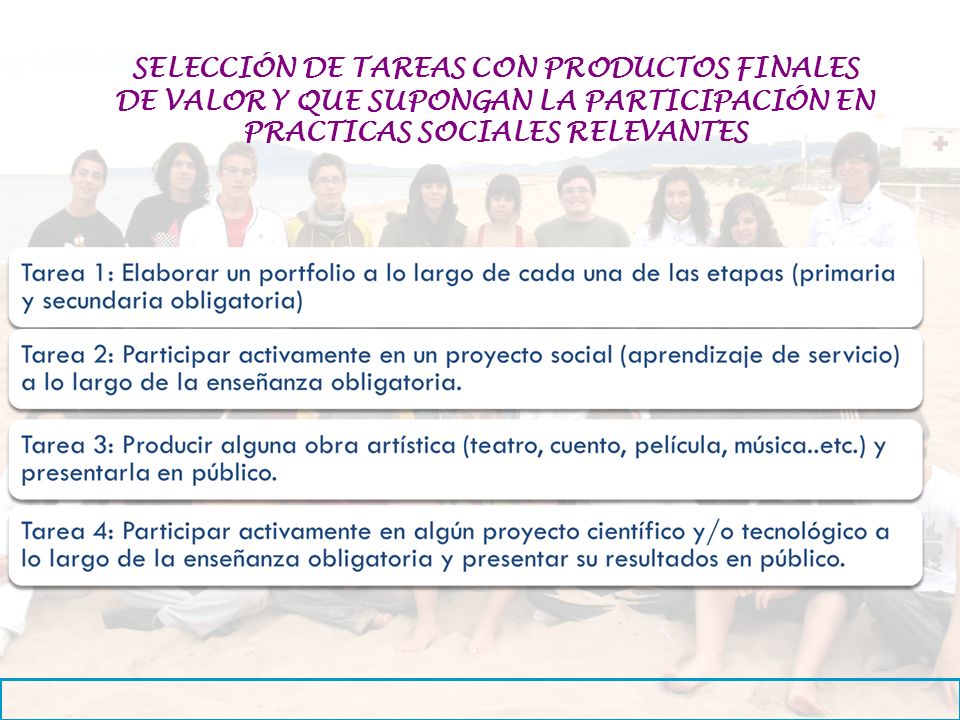 SELECCIÓN DE TAREAS CON PRODUCTOS FINALES