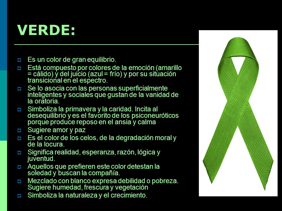 VERDE: Es un color de gran equilibrio.