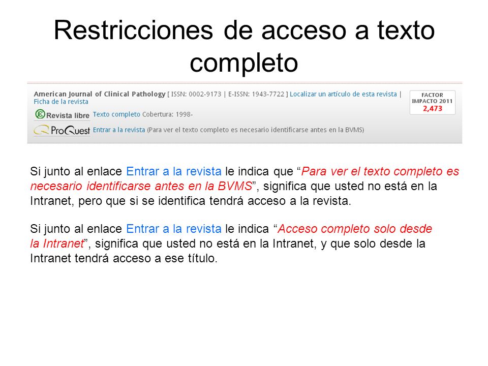 Restricciones de acceso a texto completo