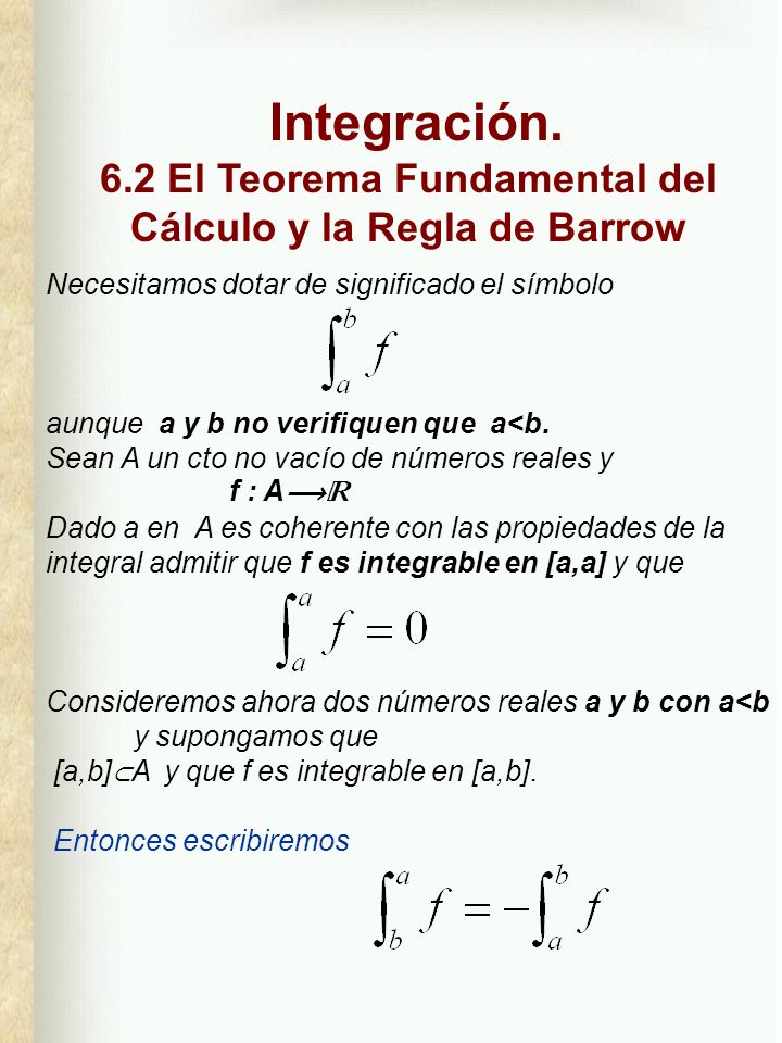 6.2 El Teorema Fundamental del Cálculo y la Regla de Barrow