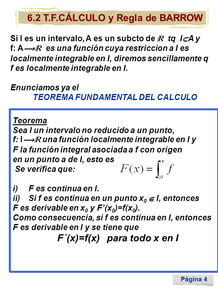 6.2 T.F.CÁLCULO y Regla de BARROW
