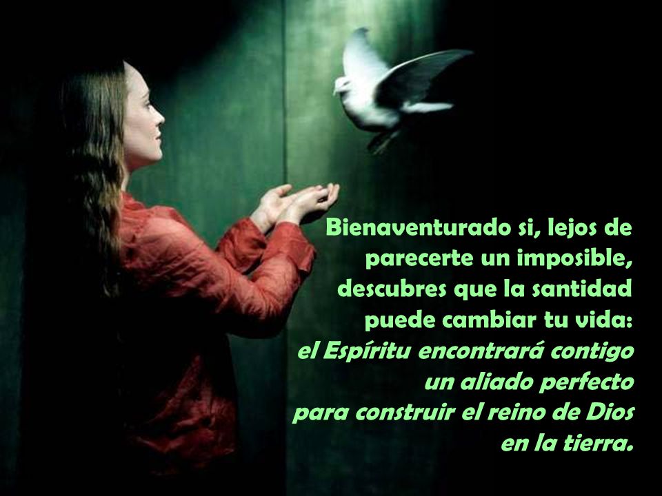 Bienaventurado si, lejos de parecerte un imposible, descubres que la santidad puede cambiar tu vida: el Espíritu encontrará contigo un aliado perfecto para construir el reino de Dios en la tierra.