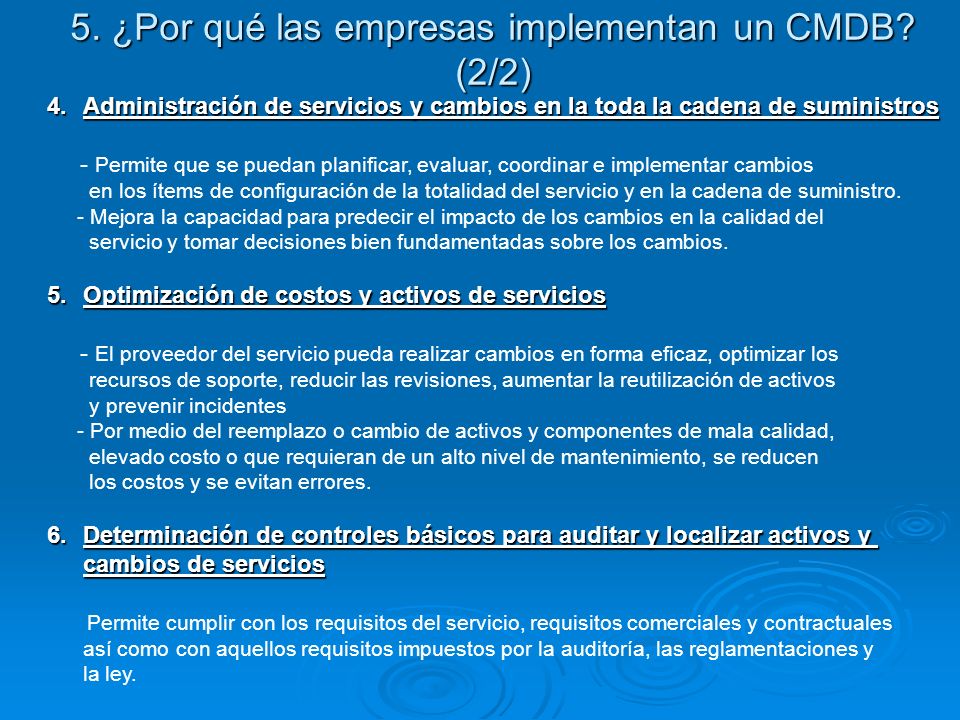 5. ¿Por qué las empresas implementan un CMDB (2/2)
