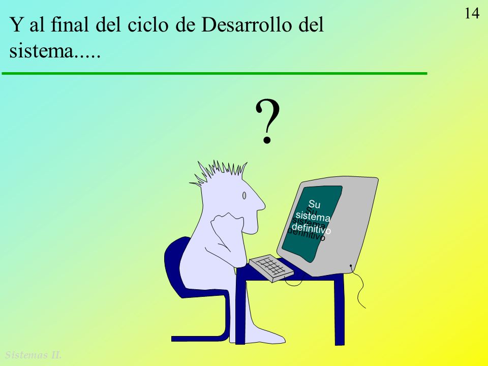 Y al final del ciclo de Desarrollo del sistema..... Sistemas II. Su