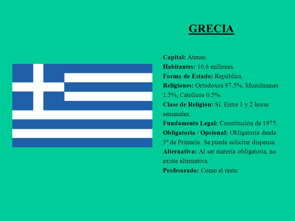 GRECIA Capital: Atenas. Habitantes: 10.6 millones.
