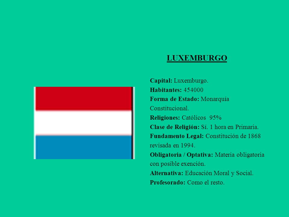 LUXEMBURGO Capital: Luxemburgo. Habitantes: