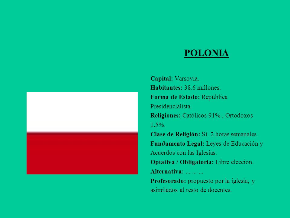 POLONIA Capital: Varsovia. Habitantes: 38.6 millones.