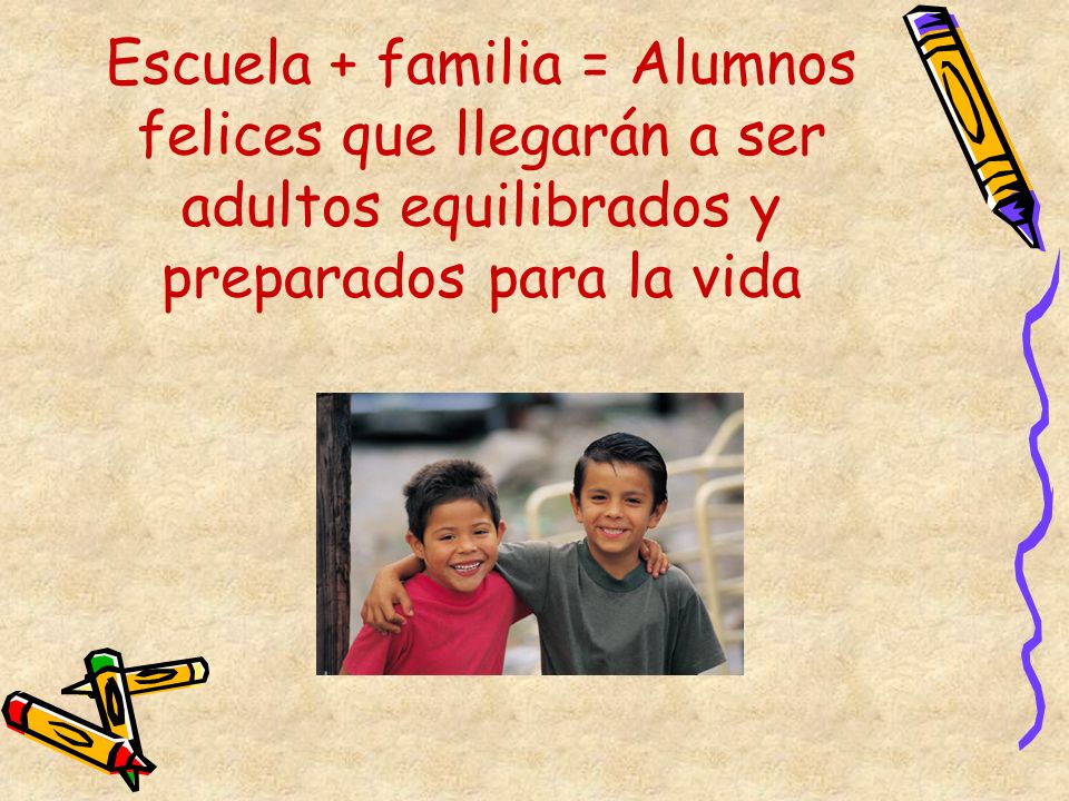 Escuela + familia = Alumnos felices que llegarán a ser adultos equilibrados y preparados para la vida