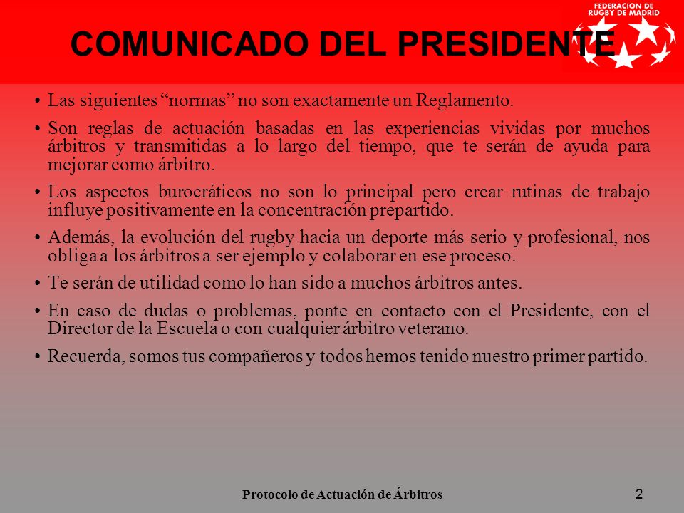 COMUNICADO DEL PRESIDENTE