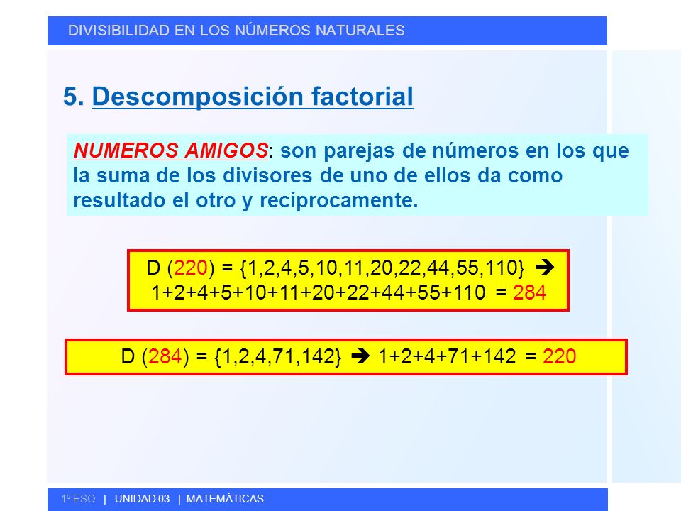 5. Descomposición factorial