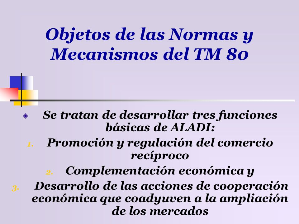Objetos de las Normas y Mecanismos del TM 80