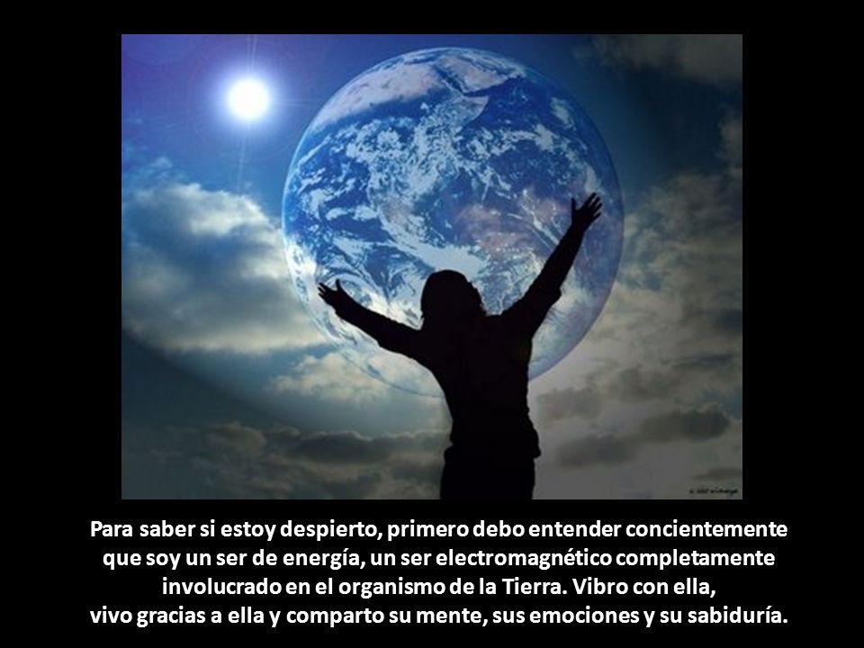 Para saber si estoy despierto, primero debo entender concientemente que soy un ser de energía, un ser electromagnético completamente involucrado en el organismo de la Tierra.