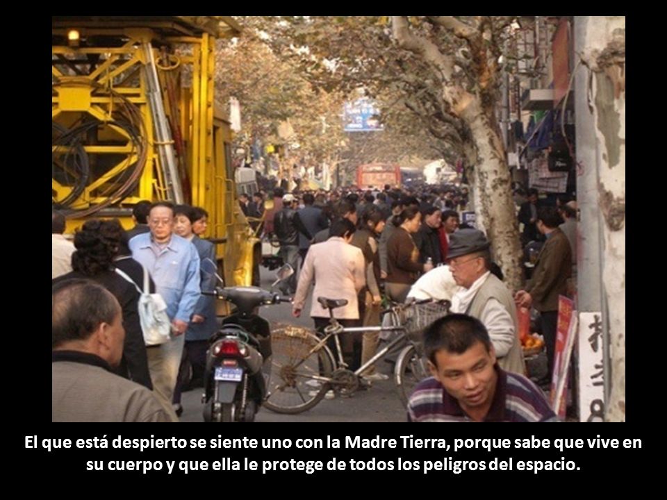 El que está despierto se siente uno con la Madre Tierra, porque sabe que vive en su cuerpo y que ella le protege de todos los peligros del espacio.