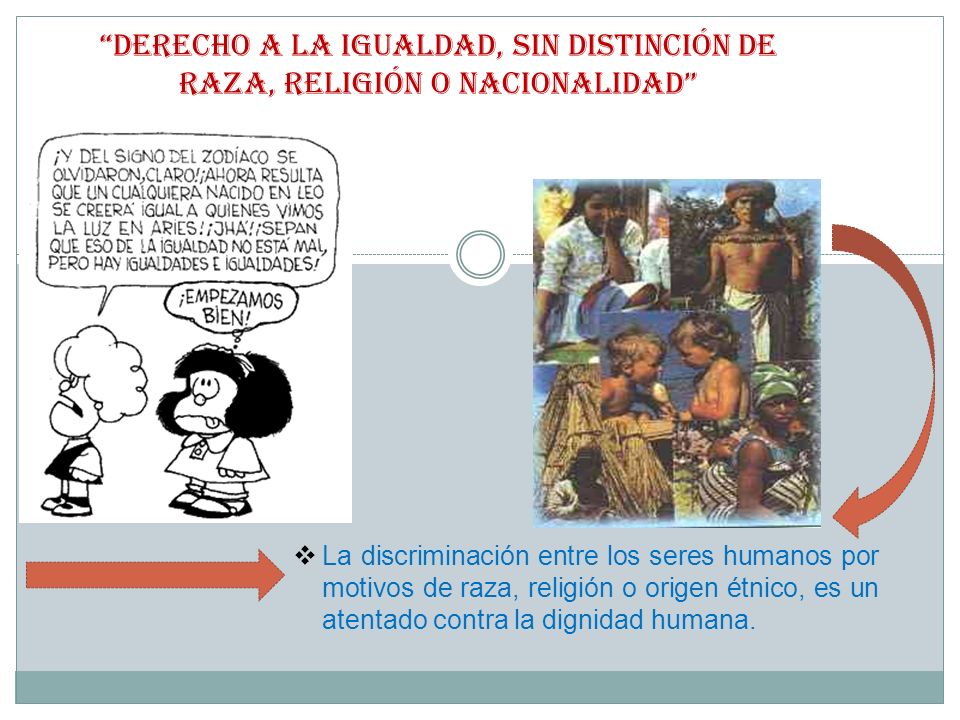 DERECHO A LA IGUALDAD, SIN DISTINCIÓN DE RAZA, RELIGIÓN O NACIONALIDAD