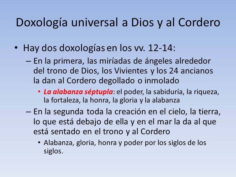 Doxología universal a Dios y al Cordero