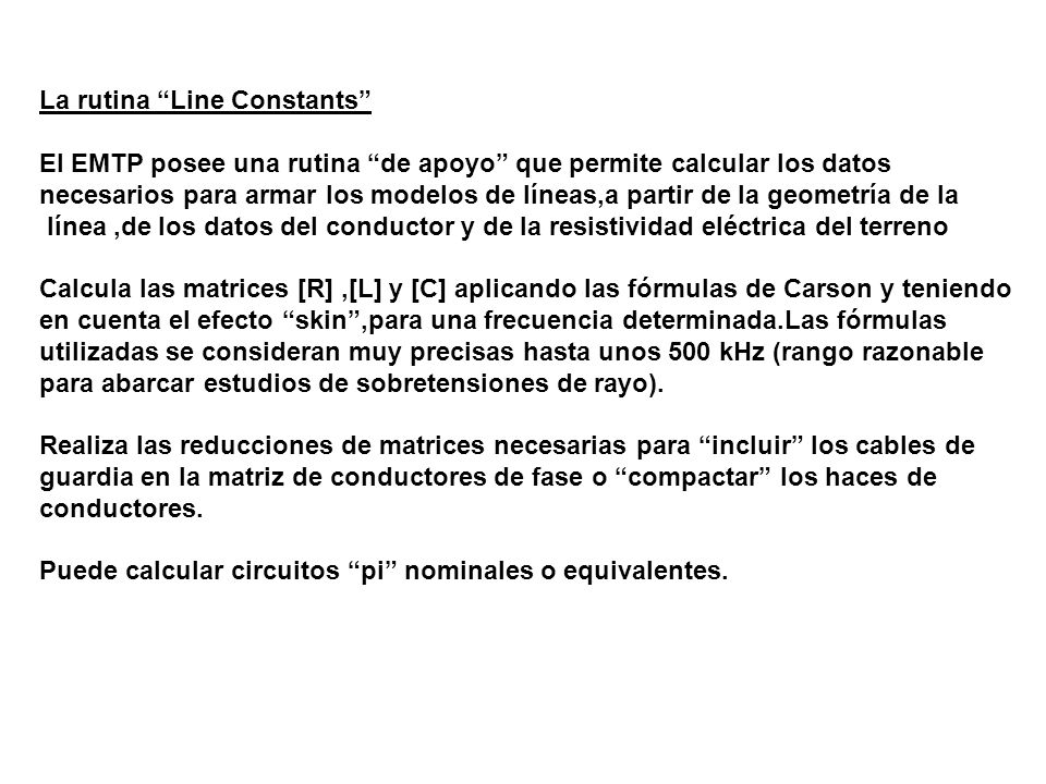 La rutina Line Constants