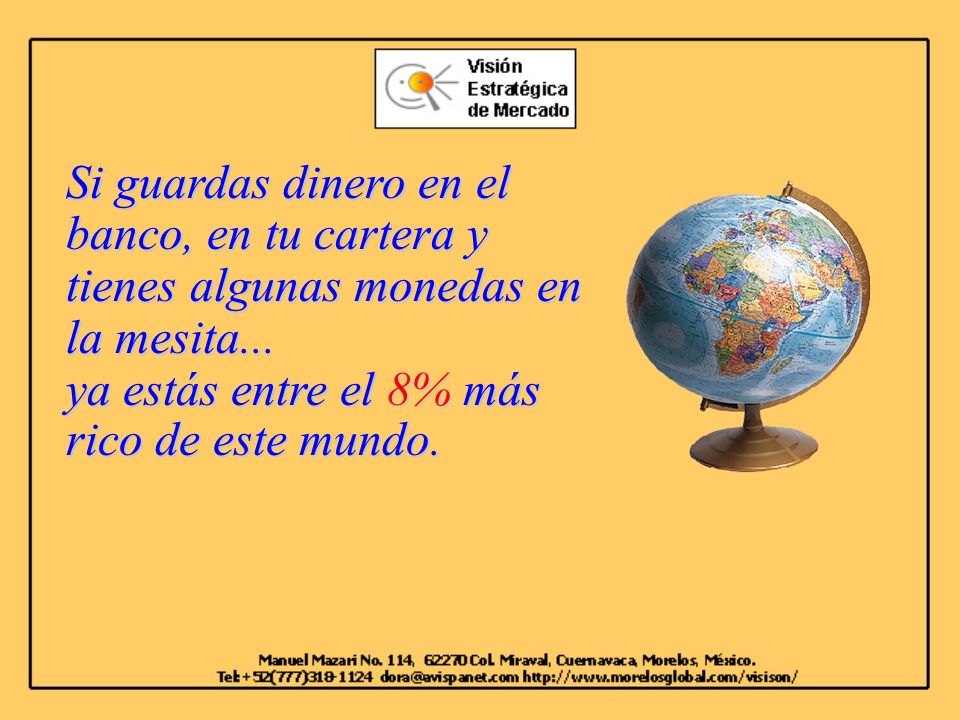 Si guardas dinero en el banco, en tu cartera y tienes algunas monedas en la mesita...