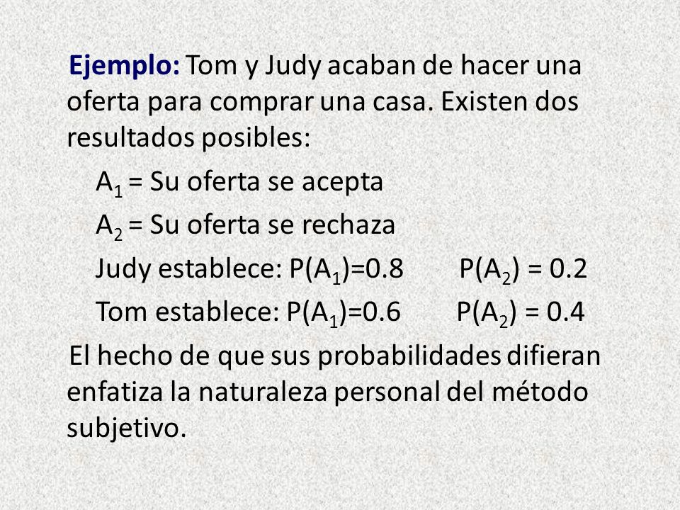 Ejemplo: Tom y Judy acaban de hacer una oferta para comprar una casa