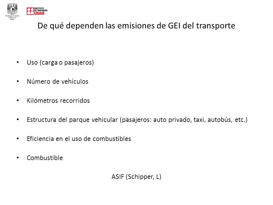 De qué dependen las emisiones de GEI del transporte