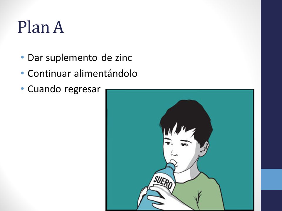 Plan A Dar suplemento de zinc Continuar alimentándolo Cuando regresar