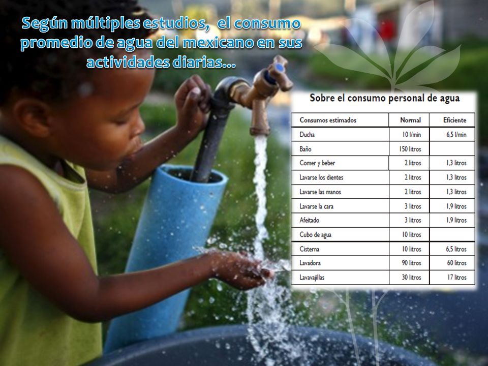 Según múltiples estudios, el consumo promedio de agua del mexicano en sus actividades diarias...