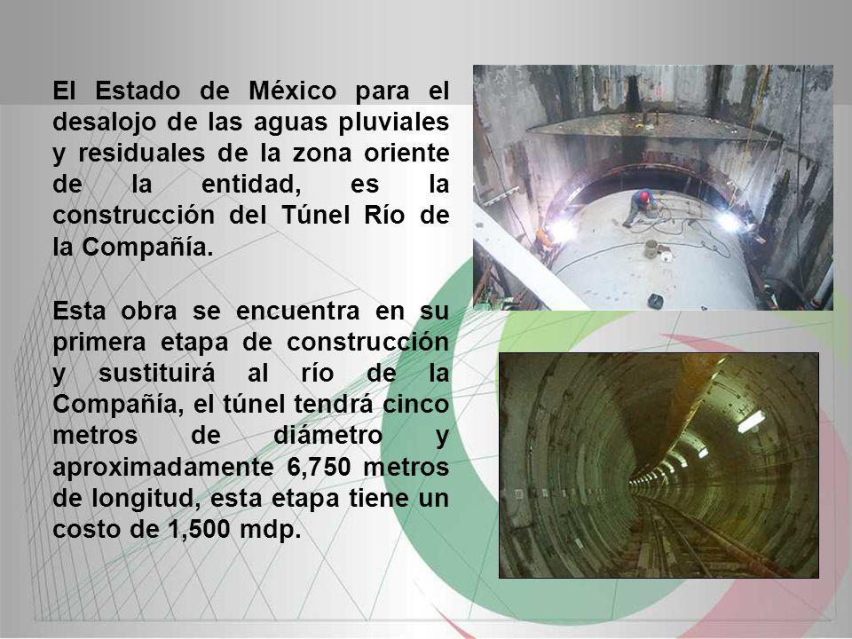 El Estado de México para el desalojo de las aguas pluviales y residuales de la zona oriente de la entidad, es la construcción del Túnel Río de la Compañía.