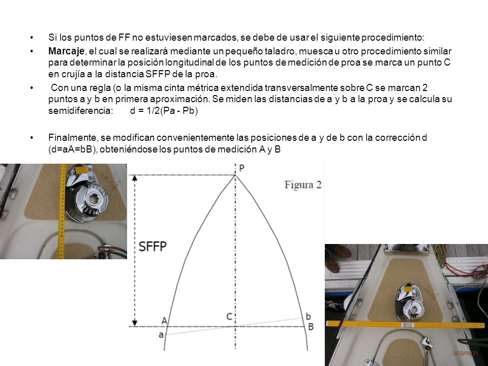 Si los puntos de FF no estuviesen marcados, se debe de usar el siguiente procedimiento: