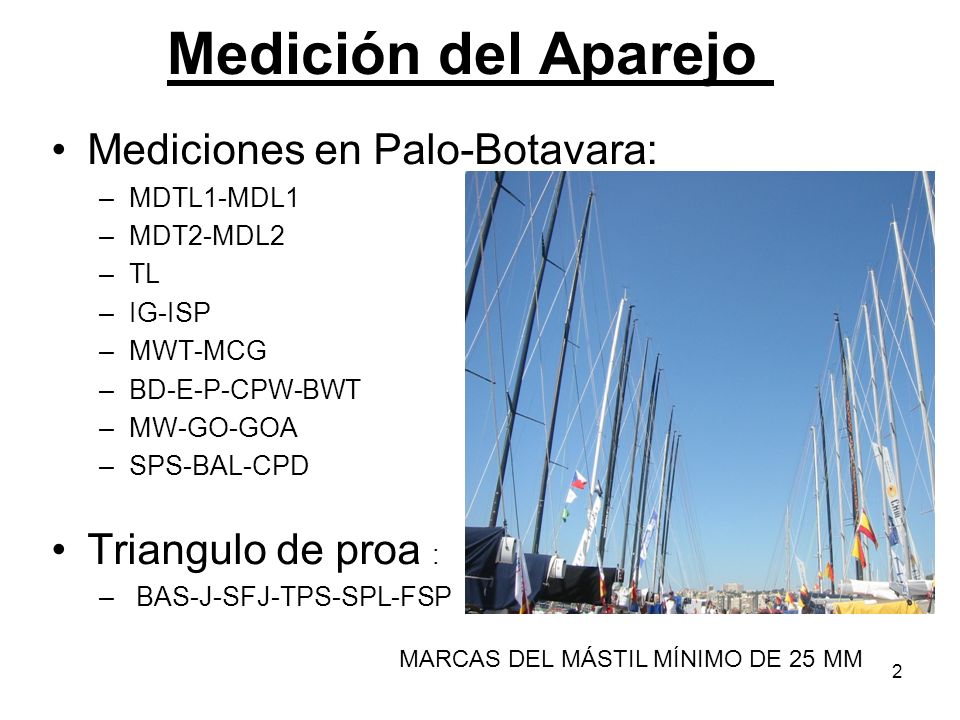 Medición del Aparejo Mediciones en Palo-Botavara: Triangulo de proa :