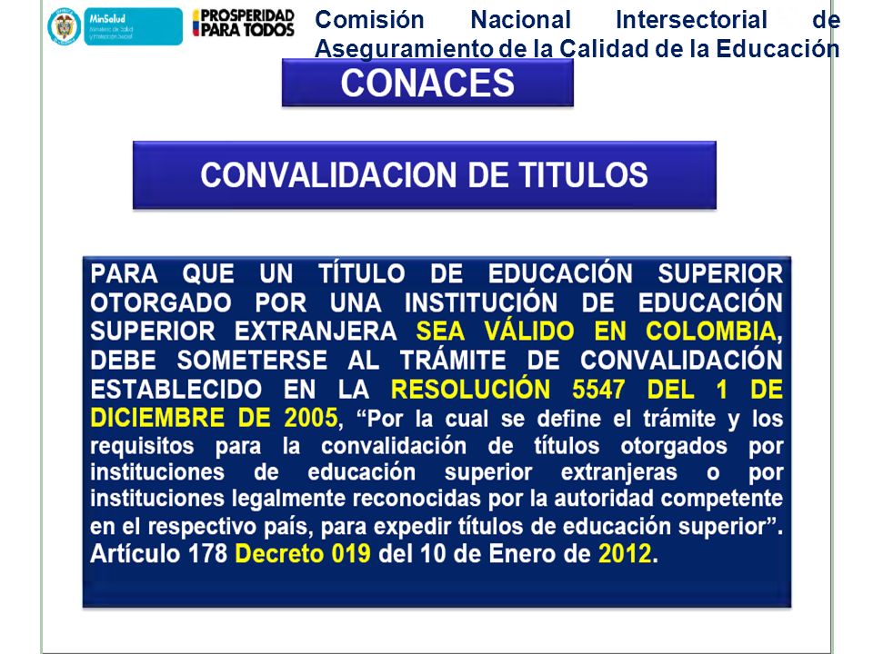 Comisión Nacional Intersectorial de Aseguramiento de la Calidad de la Educación