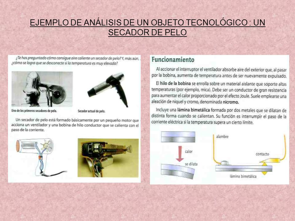 EJEMPLO DE ANÁLISIS DE UN OBJETO TECNOLÓGICO : UN SECADOR DE PELO