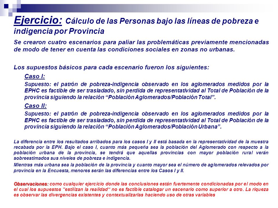 Ejercicio: Cálculo de las Personas bajo las líneas de pobreza e indigencia por Provincia