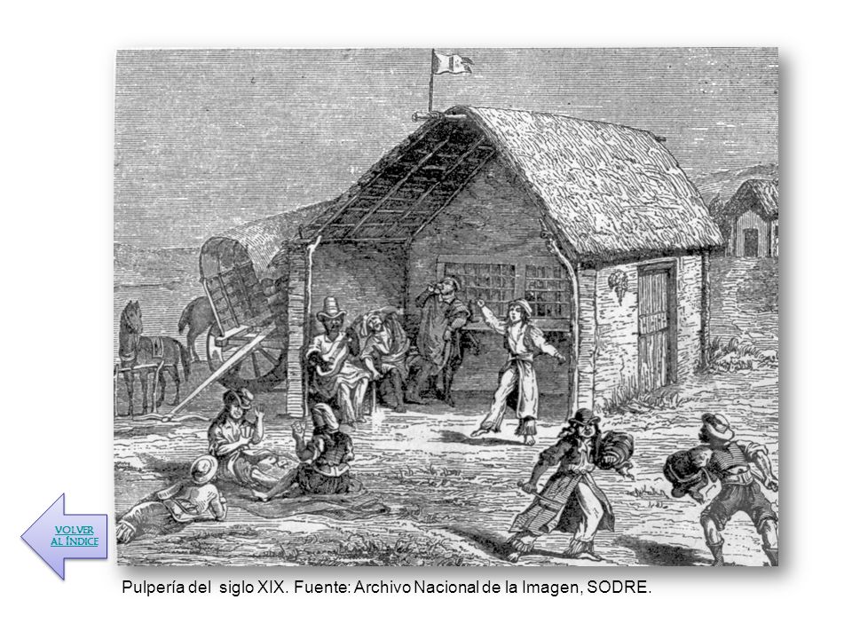 Pulpería del siglo XIX. Fuente: Archivo Nacional de la Imagen, SODRE.
