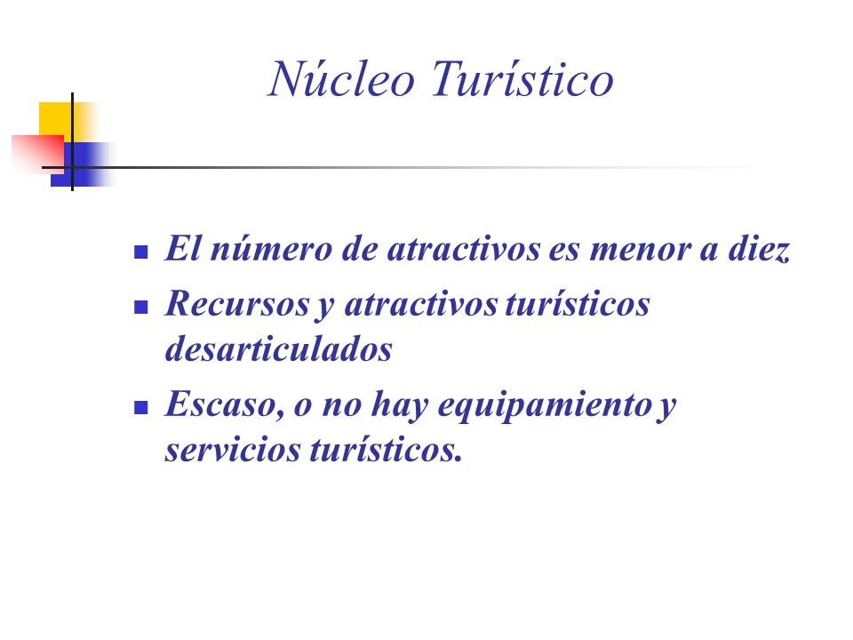 Núcleo Turístico El número de atractivos es menor a diez
