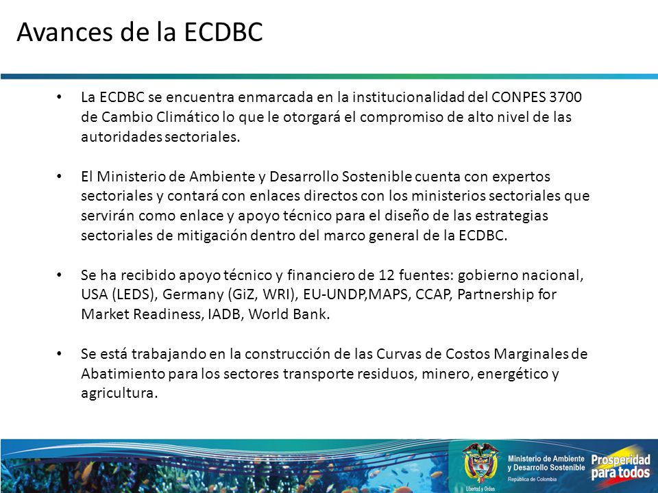 Avances de la ECDBC