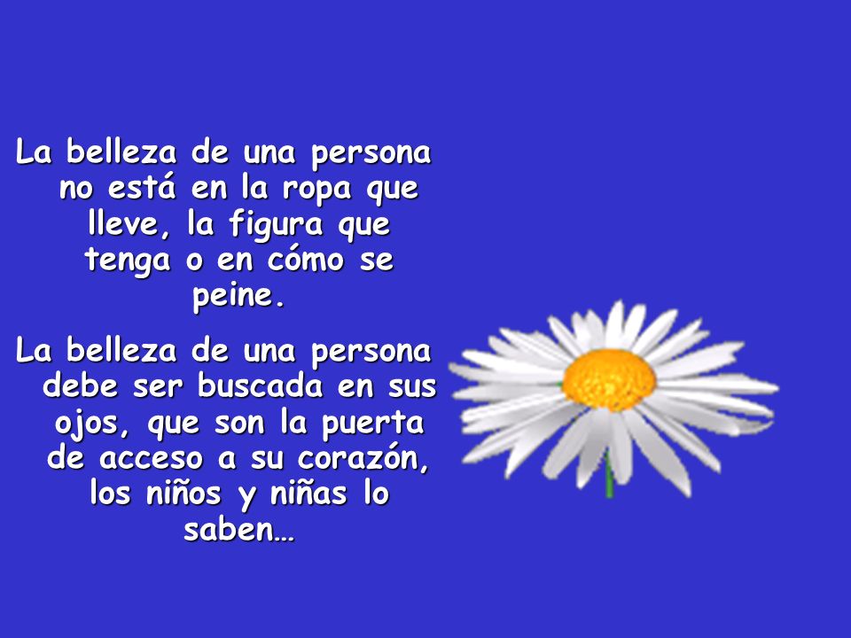 La belleza de una persona no está en la ropa que lleve, la figura que tenga o en cómo se peine.