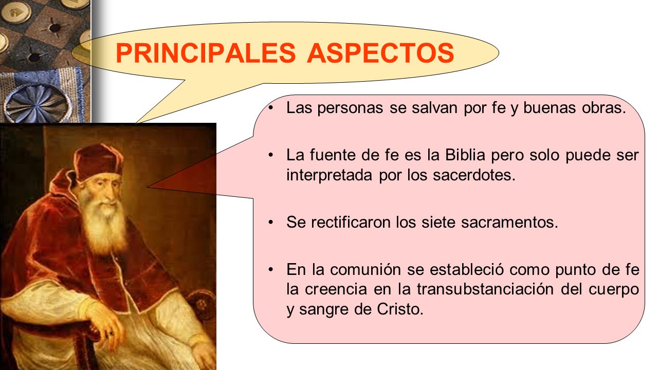 PRINCIPALES ASPECTOS Las personas se salvan por fe y buenas obras.