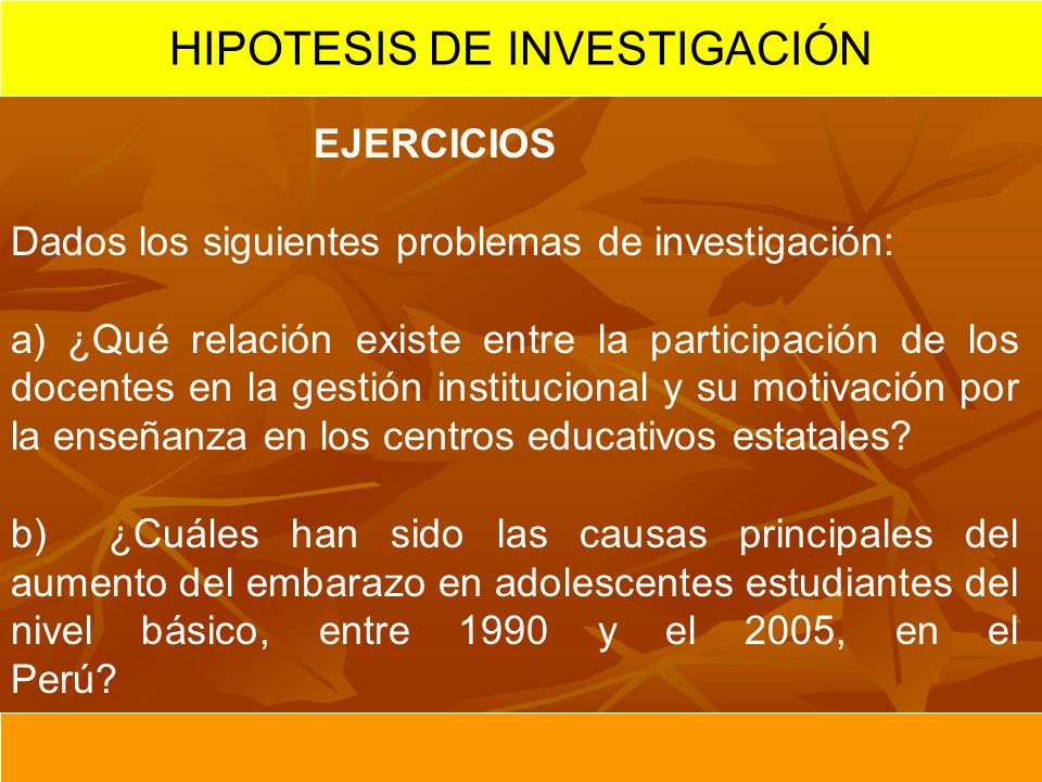 HIPOTESIS DE INVESTIGACIÓN