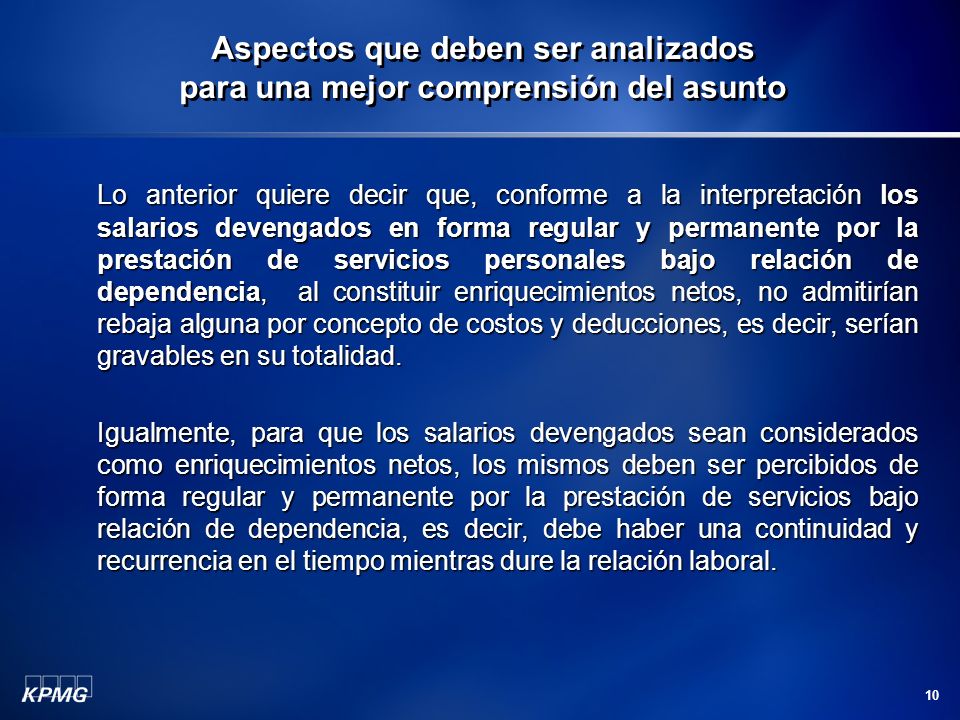 Aspectos que deben ser analizados para una mejor comprensión del asunto