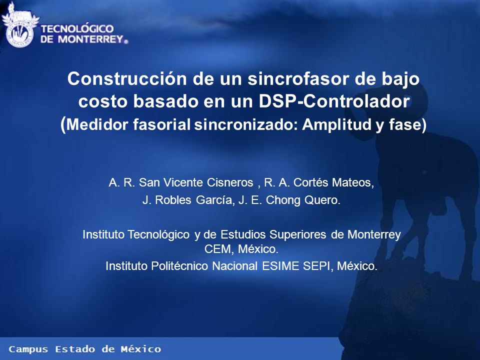 Construcción de un sincrofasor de bajo costo basado en un DSP-Controlador (Medidor fasorial sincronizado: Amplitud y fase)
