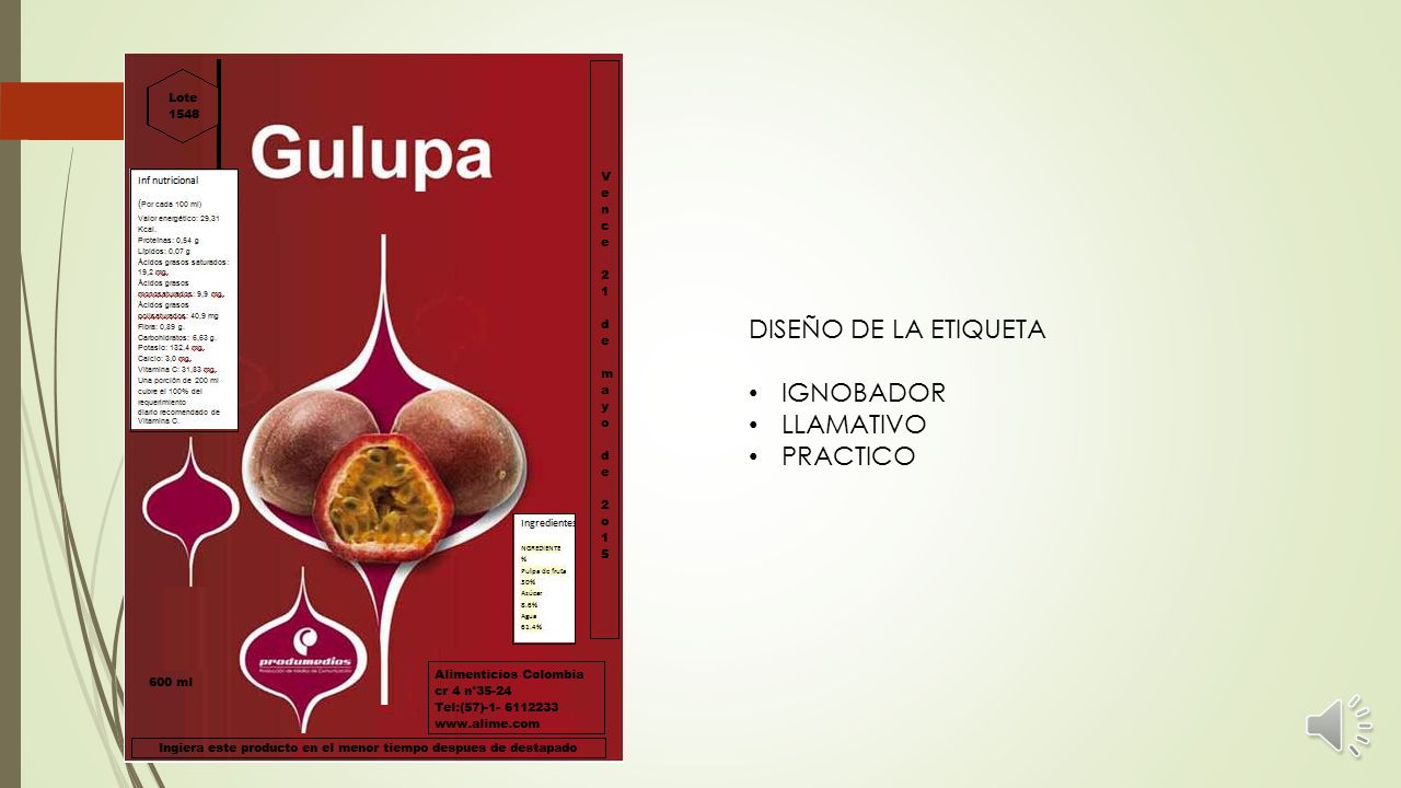 DISEÑO DE LA ETIQUETA IGNOBADOR LLAMATIVO PRACTICO