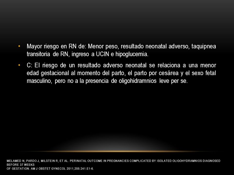 Mayor riesgo en RN de: Menor peso, resultado neonatal adverso, taquipnea transitoria de RN, ingreso a UCIN e hipoglucemia.